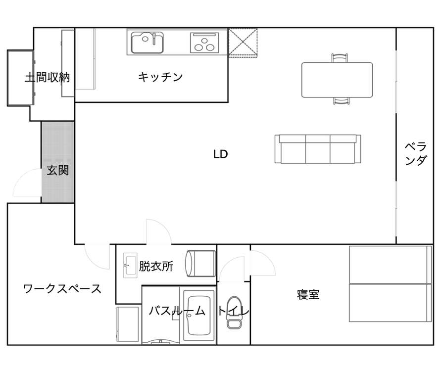 2LDKの間取り図
