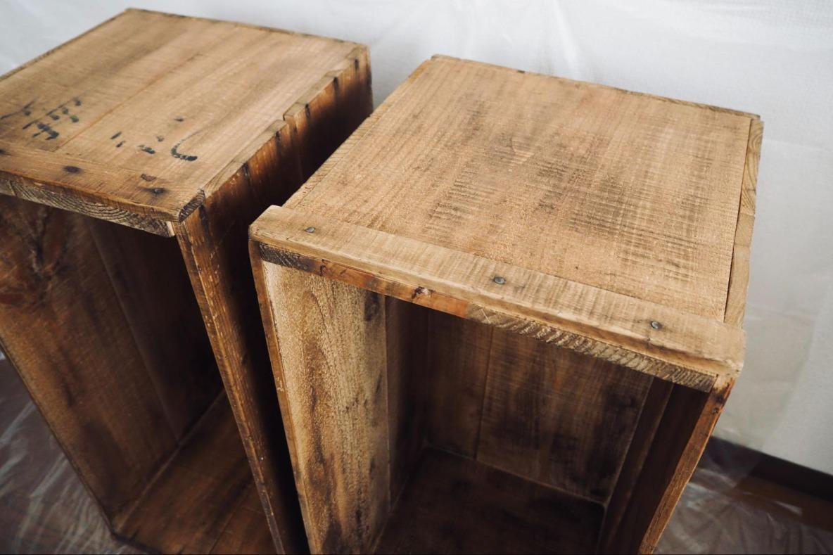 リンゴ箱　オイル塗装　やすりがけ済み　2箱 リンゴ箱 オイル塗装 やすりがけ済み 2箱の通販 by とと coffee 自家焙
