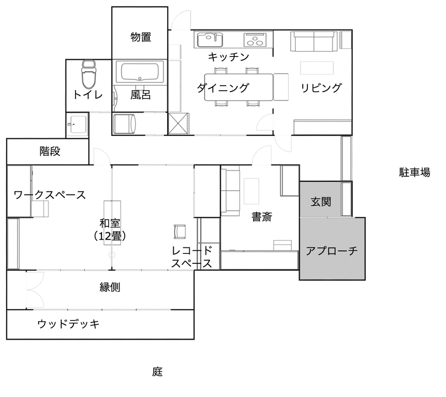 庭付き賃貸戸建ての間取り図
