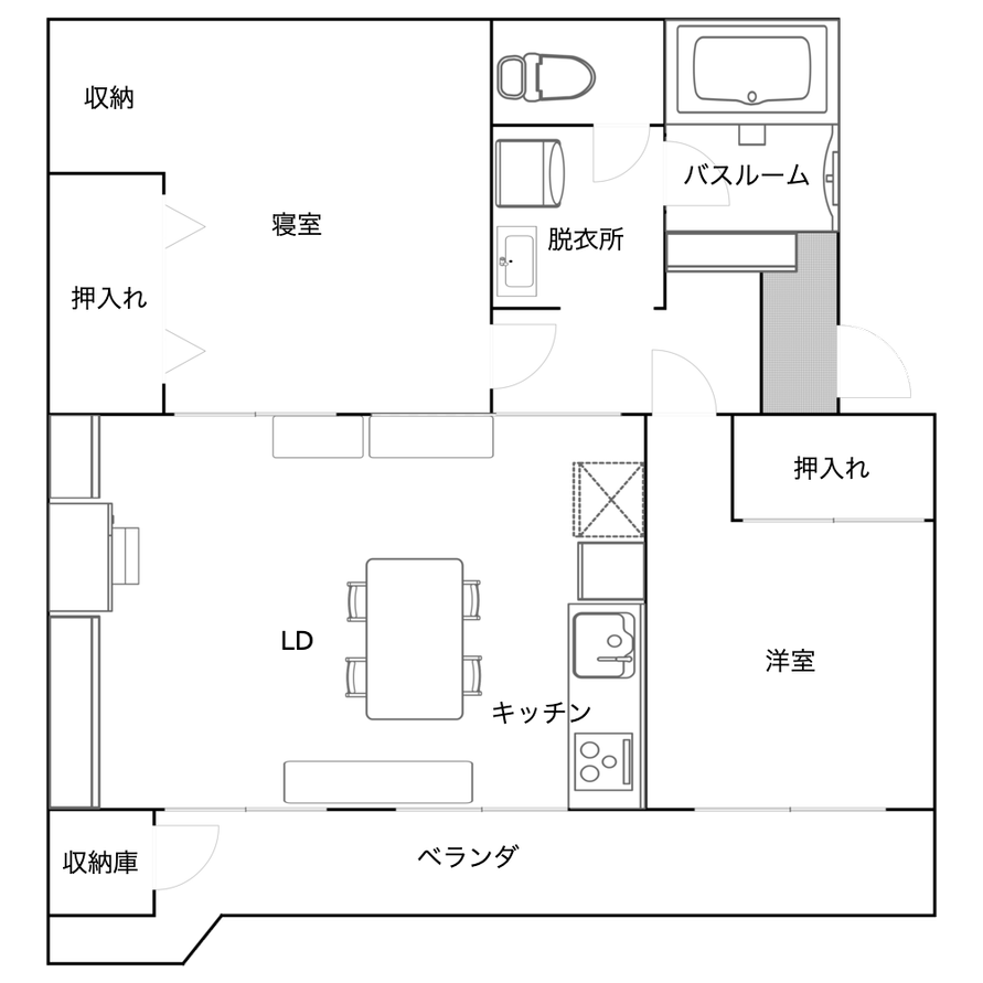 2LDKリノベ済み団地間取り図