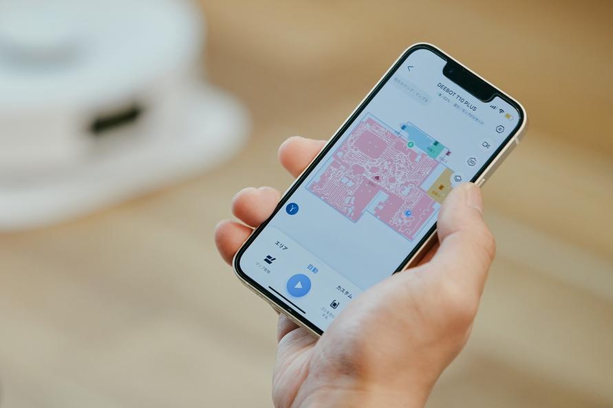 マッピングした図を2Dに表示したスマホ