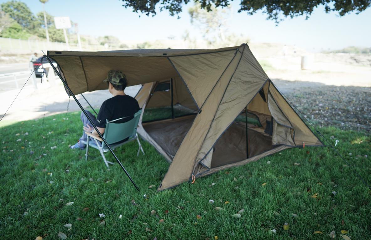 STOVEHUT70パップテント」、夏から冬まで快適に過ごせるテントだよ