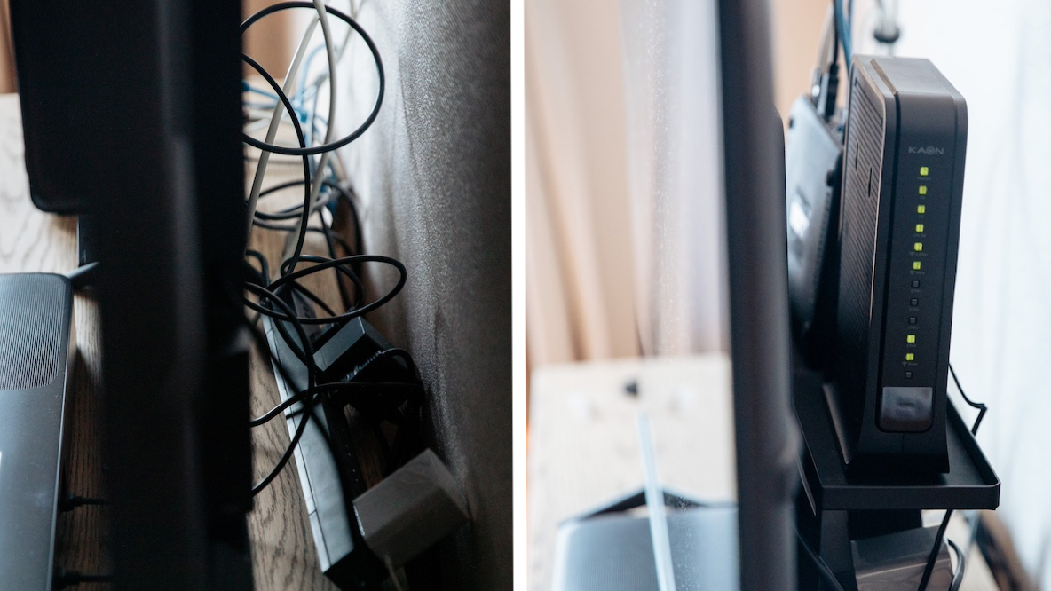 Wi-Fiルーターや電源タップはテレビ裏に収納すればよかったんだ。山崎実業、ありがとう...