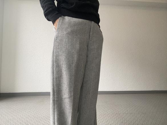 新品】MUJI Labo カシミヤ混タックパンツダークブラウンM 芽吹き