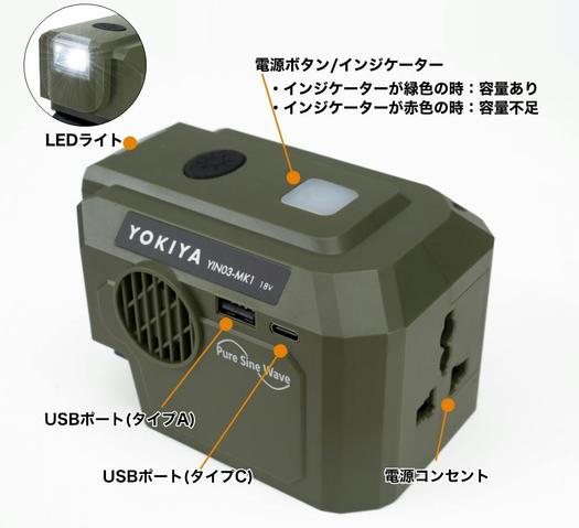 キャンプや防災用に便利。マキタ18Vバッテリー正弦波ポタ電キットの 