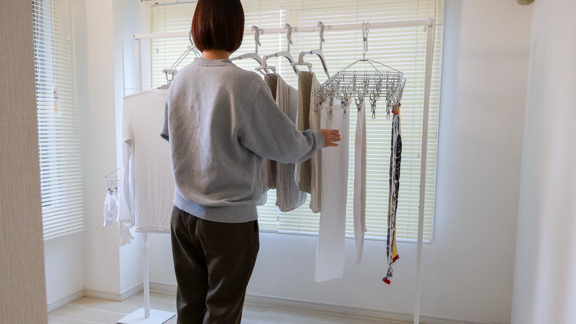 山崎実業(Yamazaki) 折り畳み 室内物干し ホワイト 折り畳み室内物干し