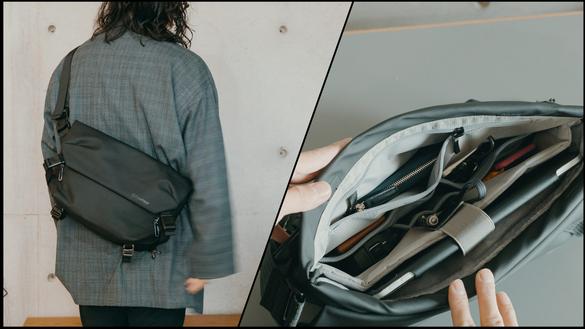 Gravitage」スリングバッグはサッと開く＆工夫された収納で使い勝手が 