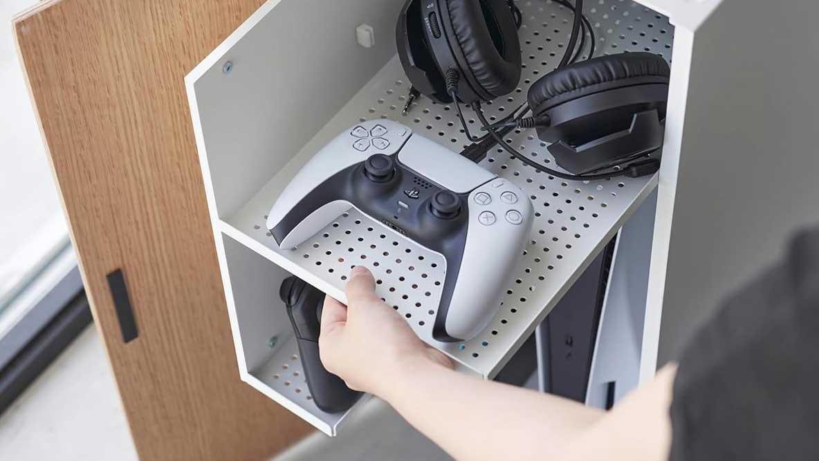 山崎実業Yamazaki  完成品  ゲーム機 収納 ラック ホワイト 約W24 Amazon｜山崎実業(Yamazaki) 【 完成品 】 ゲーム機 収納 ラック