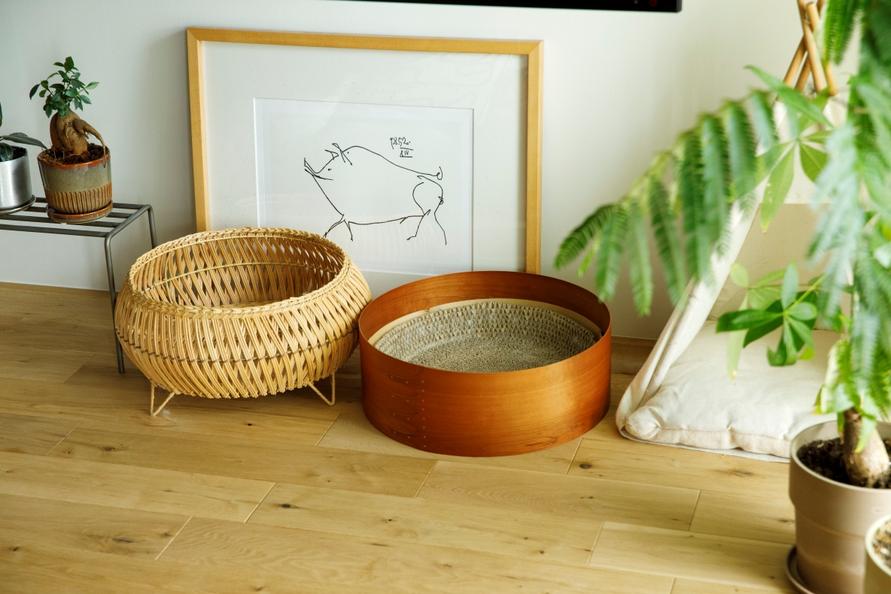 リビングのこむちゃんスペース(かご)