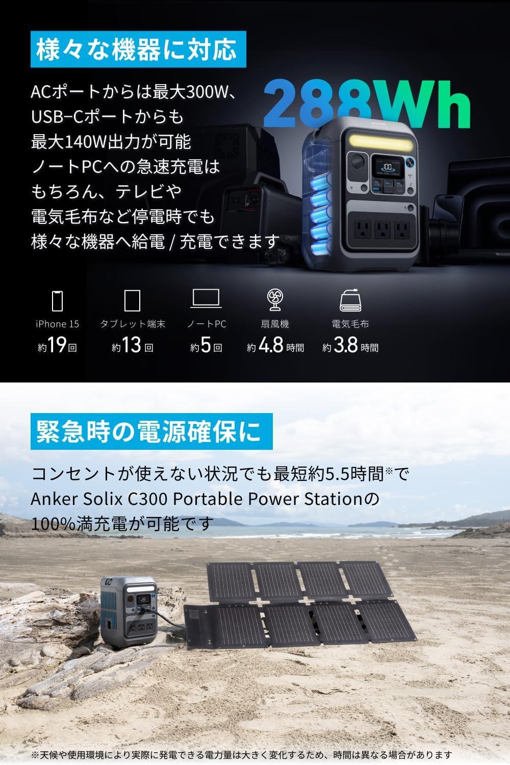 ❤高効率ソーラーパネル3枚搭載❣停電時の電源確保にも大活躍♪❤ソーラーパネル 楽天市場】Anker 767 ポータブル電源(2048Wh) & Solix PS200