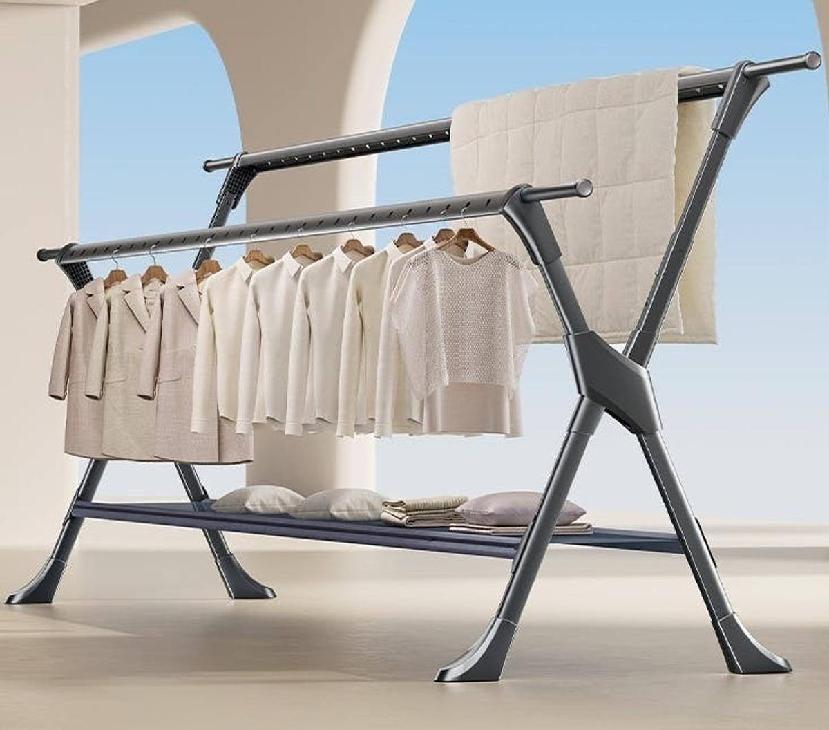 g108117]Berga 洗濯物干しラック コートハンガー | 家具・インテリア通販は家具350【公式】 洗濯物ハンガー 物干しラック 洗濯物干し 布団干し 2 ハンガー グレー4 すべらない 回転式けタワーラックシーツハンガー 螺旋状