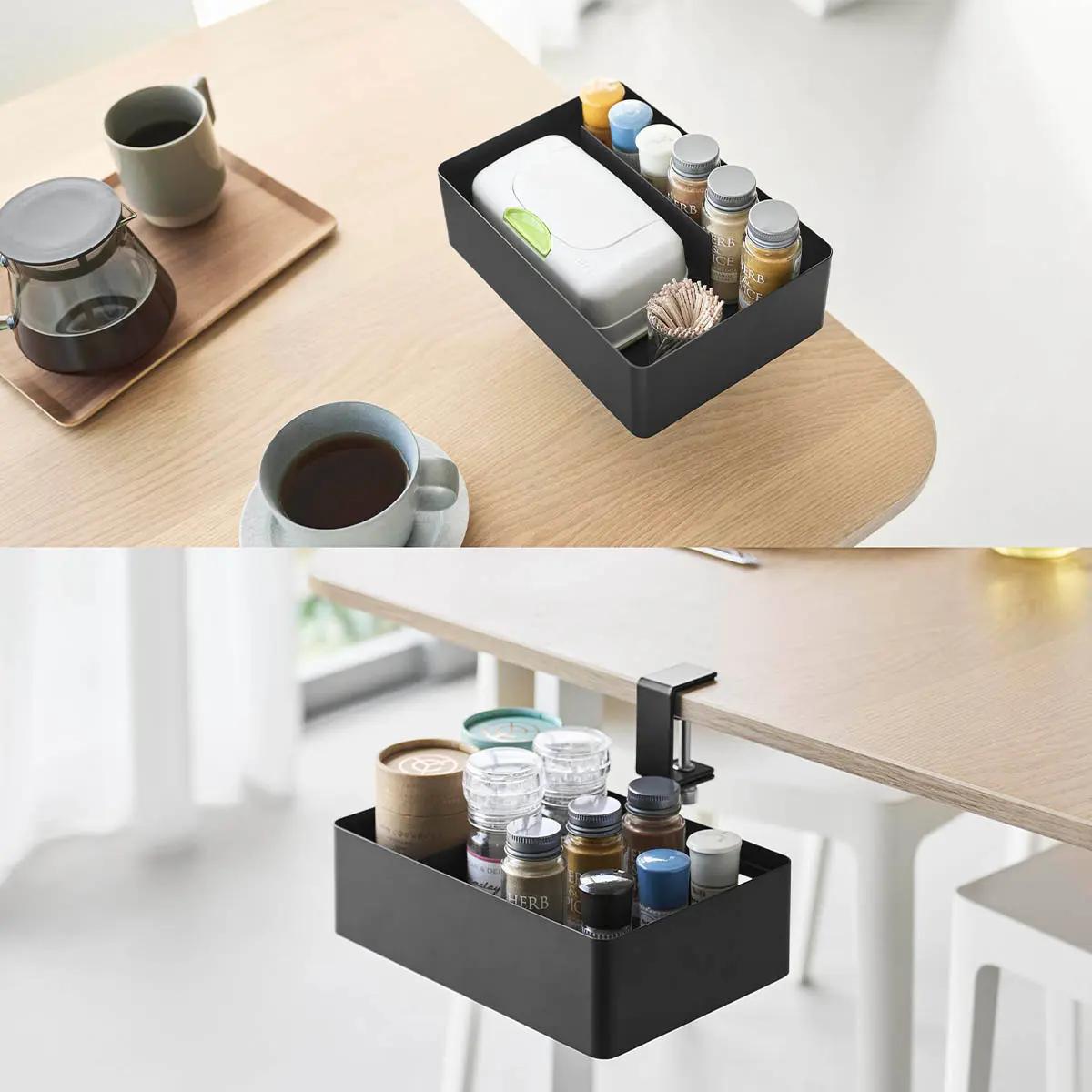 山崎実業「​​テーブル横回転収納ラック タワー 仕切り付き」の設置方法2パターン