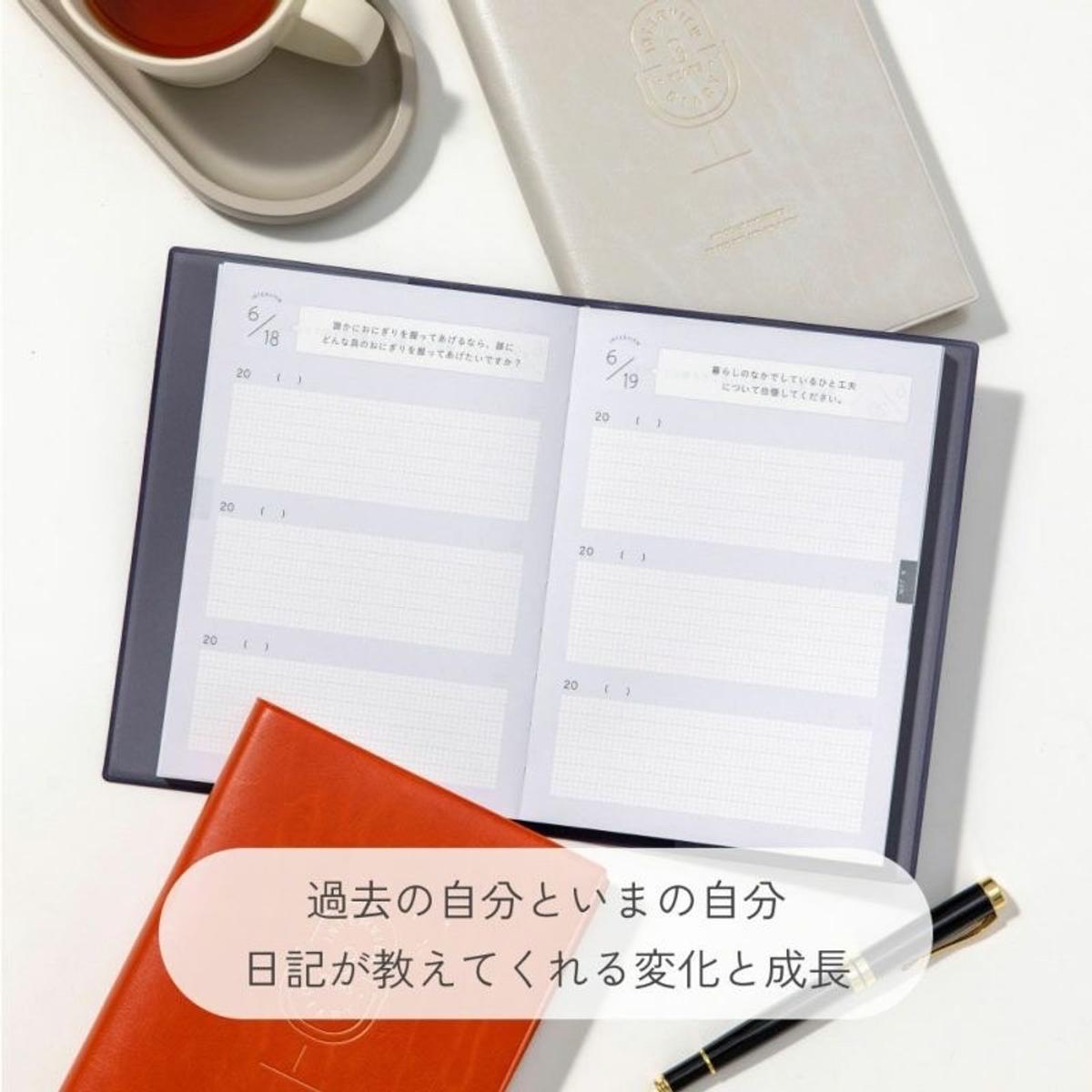 デスクの上に置かれている開いた日記