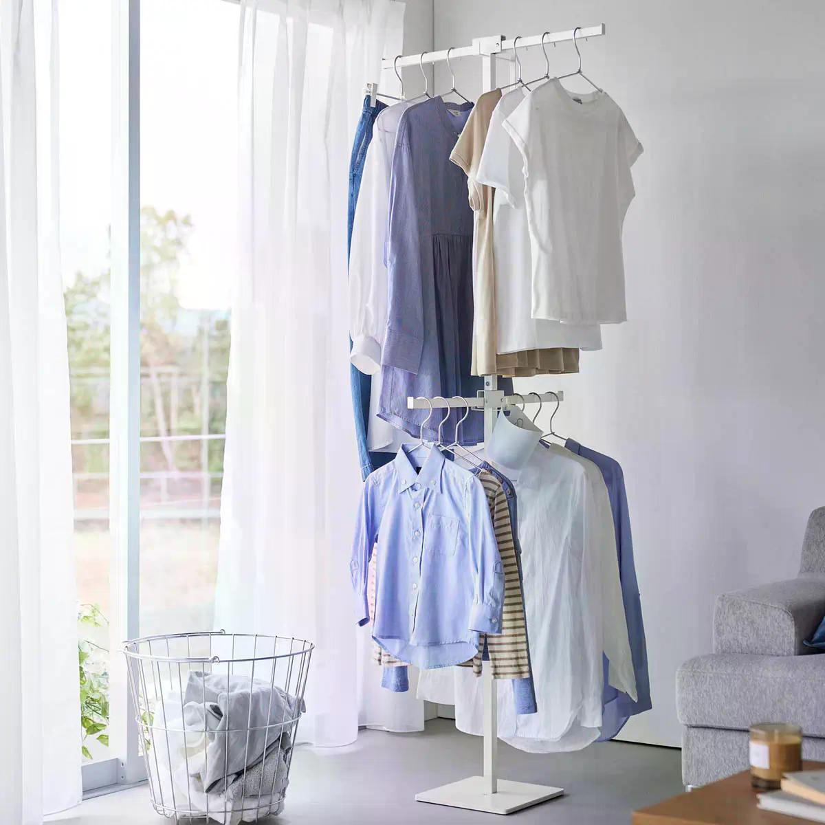 山崎実業「折り畳み室内物干し タワー スリム」の全体図