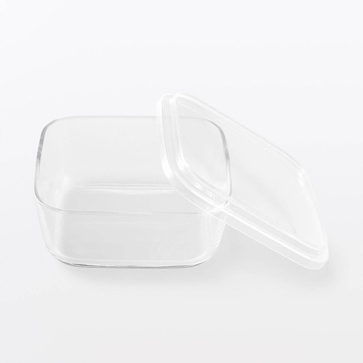 無印良品「蓋をしたままレンジで使える 耐熱ガラス容器」のフタを開けた様子