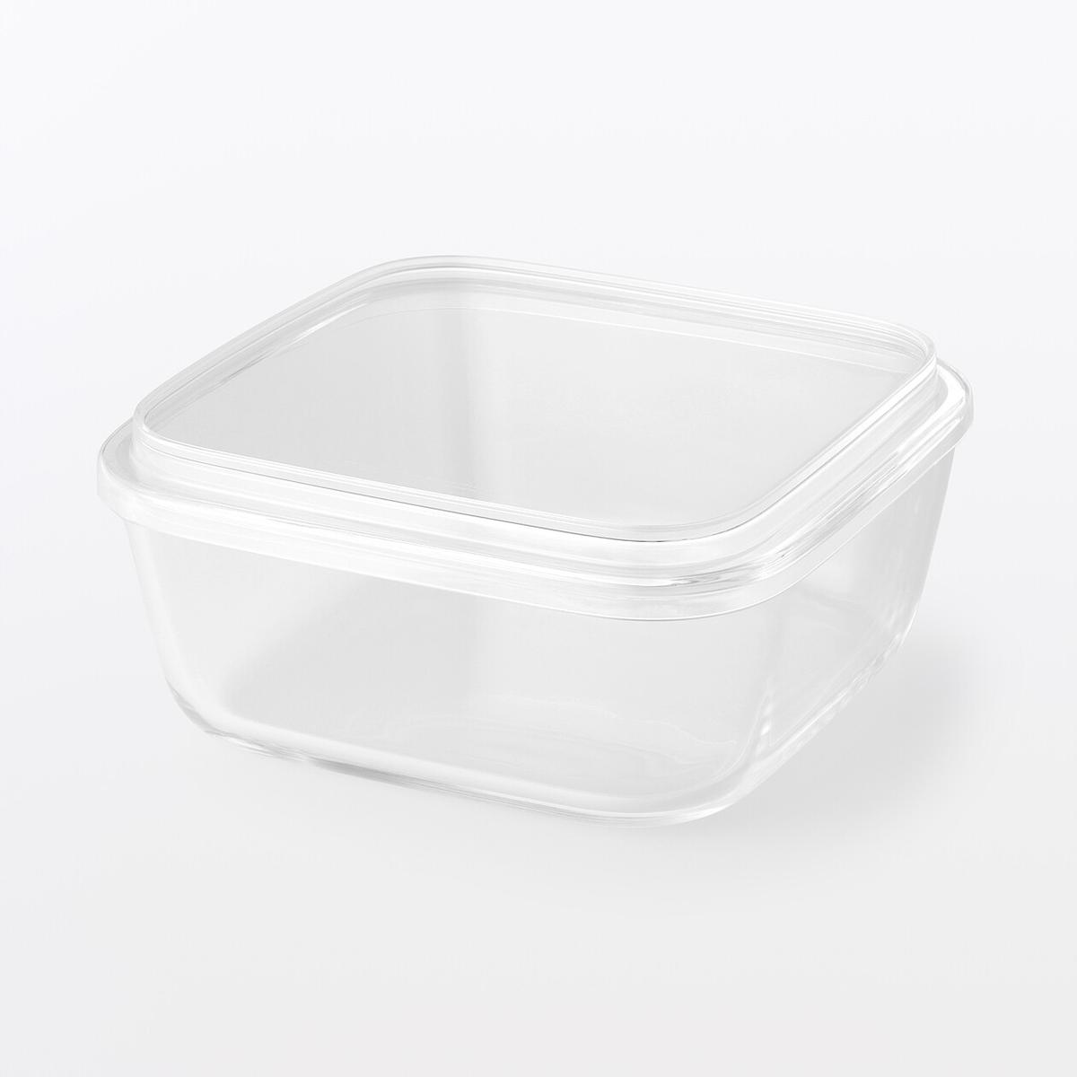 無印良品「蓋をしたままレンジで使える 耐熱ガラス容器」のフタを閉じた様子