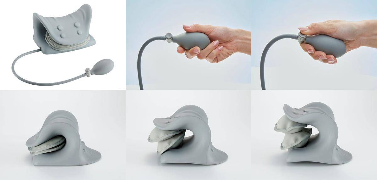 コジットの「エアーネックストレッチャー」のエアクッションの膨らみ具合