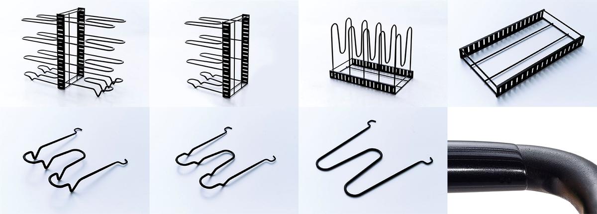 コジットの「すべりにくい3WAYフライパンスタンド」のさまざまなパーツ