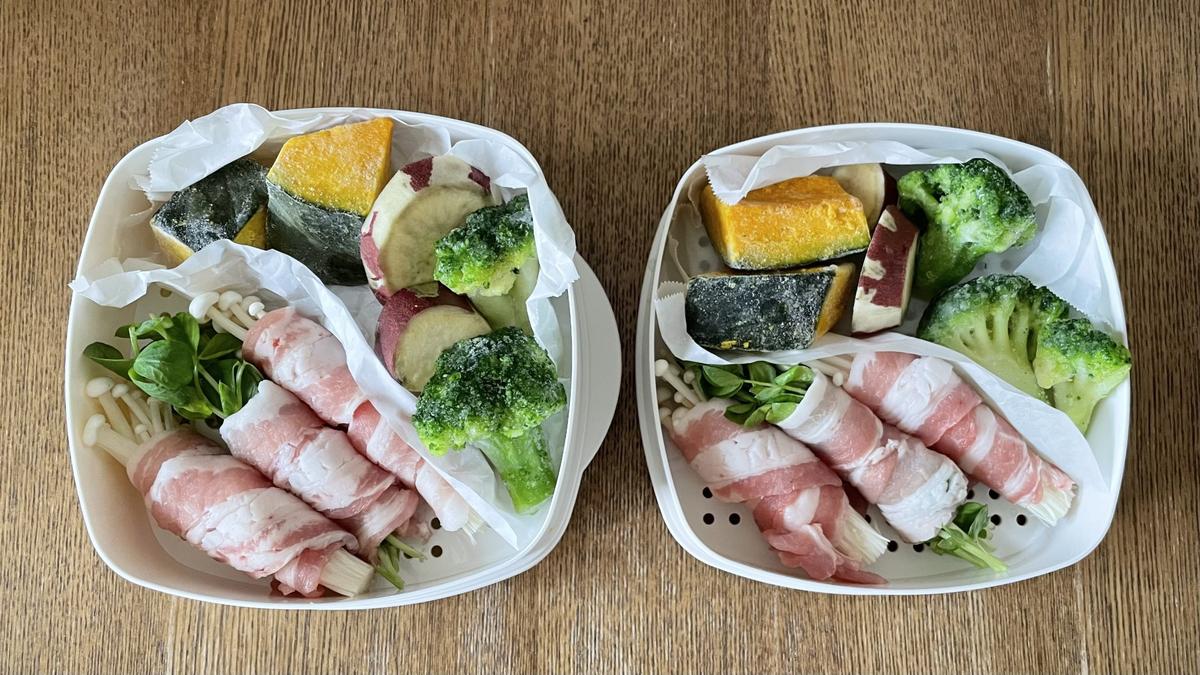 「二品作れるレンジせいろ蒸し器　小」