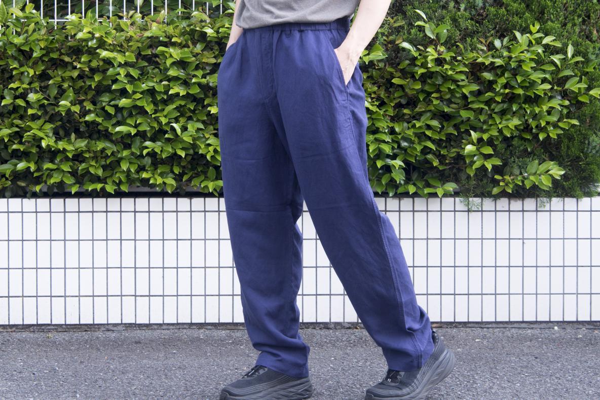 【新品】紳士 リネンリヨセルイージーパンツ L スモーキーパープル MUJI Laboの「新作イージーパンツ」は、風通しの良いゆったりとした