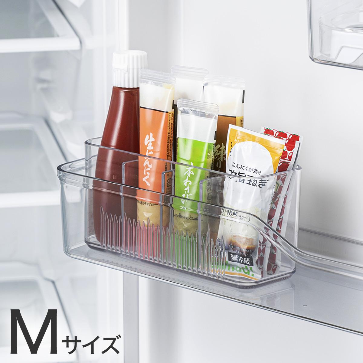 ニトリの「冷蔵庫ドアポケット収納」のMサイズに調味料やドレッシングを入れたところ