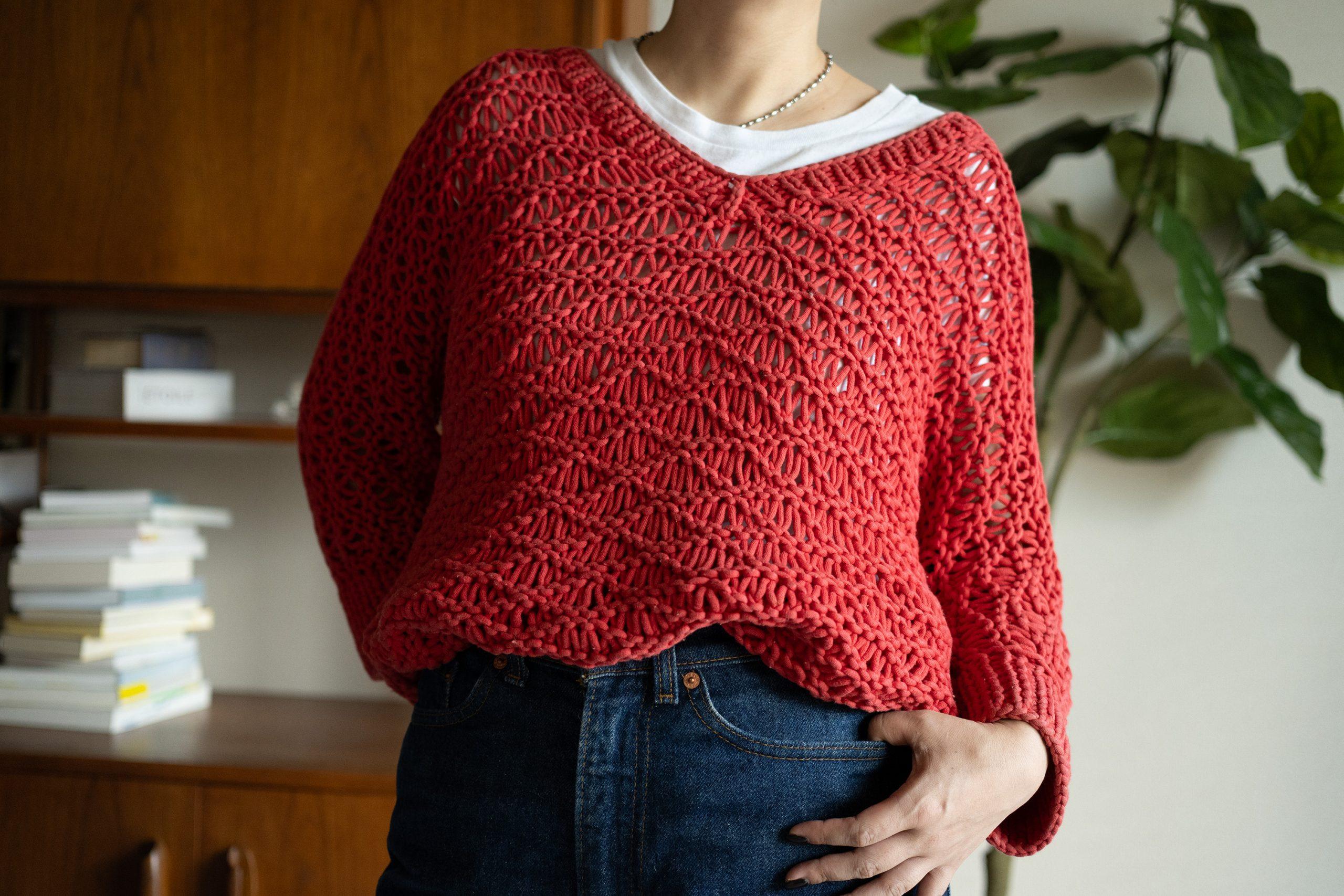 夏に着られなかったサマーニット、やっと始めました。私はこの服の存在